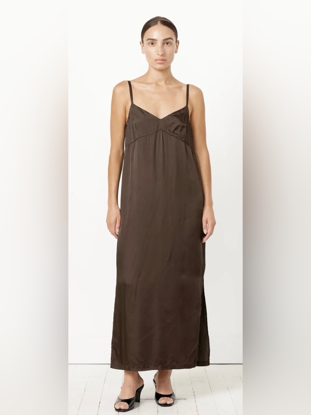 DRIES VAN NOTEN Maxi Slip Dress in Brown